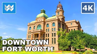 4K Downtown Fort Worth Texas USA  Virtual Walking Tour amp Travel Guide 🎧 Binaural City Sounds [upl. by Vanya]