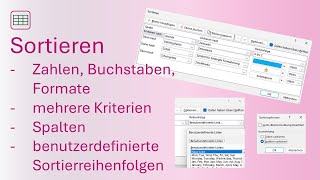 Sortieren in Excel nach Text Zahlen Formaten Spalten und benutzerdefiniert [upl. by Gonzalez]