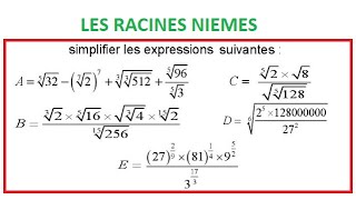 Les racines nièmes exercice 1 simplification des expressions [upl. by Aiyotal]