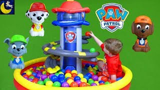 Paw Patrol Lookout Tower Playland Ball Pit LOTS of Balls Surprise Toys Blind Bags Sea Patrol Toys [upl. by Neehsas346]