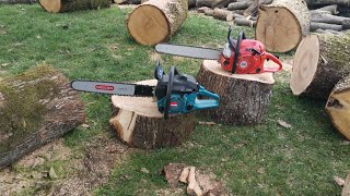 DOLMAR 7300  73 cc 57 cp vs MAKITA 6800I68 cc 49 cp [upl. by Ititrefen760]