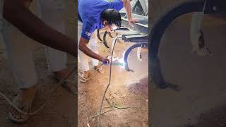 Technique of moving the Kyaari by using a tiller in the field welding work [upl. by Ava]