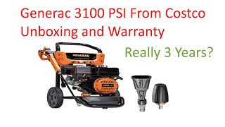 Generac 3100 PSI 2 4 GPM Gas Powered Pressure Washer Unboxing and Warranty [upl. by Eyak795]