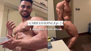 Carb loading dietEp 2 for bodybuilding competition  1 day out from show💪 [upl. by Bibby650]