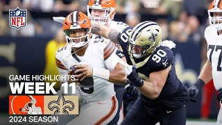 Cleveland Browns vs New Orleans Saints  2024 Week 11 Game Highlights [upl. by Irem]