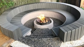 Circular seating and fire pit construction with block amp composite  Step by Step [upl. by Llechtim]