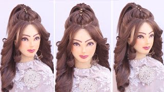 Stylish best ponytail l wedding hairstyles kashees l curly bridal hairstyles l engagement look [upl. by Lytton]