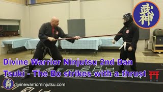 Ninjutsu 2nd Dan  136  Tsuki  The Bo strikes with a thrust [upl. by Sweyn]