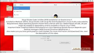 Visual Studio Code 141 Dec 2019 Installation on Oracle Linux 7 [upl. by Aninnaig]