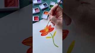 🌼 Simple flower illustration with watercolor watercolorpainting handpaintedflorals floralart 🌼 [upl. by Burty]