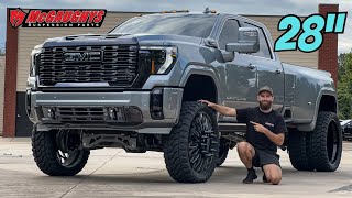 From Stock to Shock Upgrading the GMC Denali Ultimate Dually with 28” JTX and 9” McGaughys [upl. by Cherie]