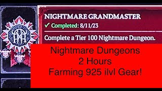 Diablo4 Season4 925 ilvl Gear Farm  Nightmare Dungeons always 7 lvlsCharacter Goal 500 subs [upl. by Eeldivad]