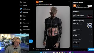 xQc reacts to MGKs New Tattoos [upl. by Nerita]