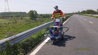 How to Spray Road Marking LinesRays Traffic WCPD Cold Paint Line Striper [upl. by Dulcle645]