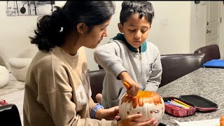 বাচ্চাদের school এ halloween কুমড়ো প্রোজেক্টমেহা বানালো লণ্ঠন আর রামা বানালো বাঁদর🐒 [upl. by Eeliak]