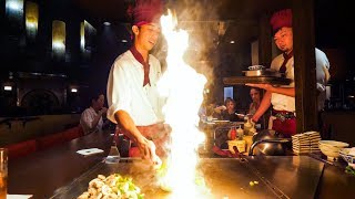 Teppanyaki LOBSTER amp STEAK  Amazing Knife Skills and Fire Cooking in Waikiki Hawaii [upl. by Audres4]