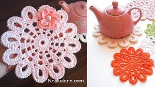 Crochet Doily EASY crochet flower doily tutorial [upl. by Jankell]