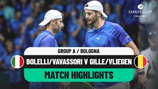 BolelliVavassori v GIlleVliegen Highlights  Italy v Belgium Davis Cup 2024 Finals Group Stage [upl. by Brader239]