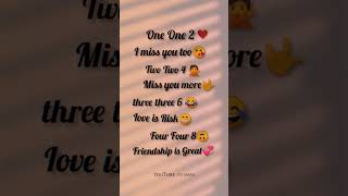 One one 2 💟  i miss you too 😘  love funny quotes status lovetrendingshorts [upl. by Borreri]