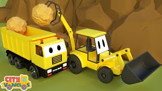 Construction Vehicles dump truck amp bulldozer build the road for kids [upl. by Ahsema705]