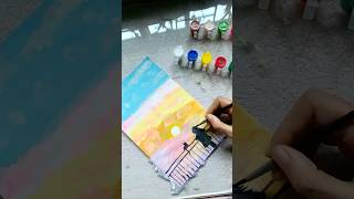 Watercolour Painting  Sunset Drawing  Cute Scenary [upl. by Maddi]