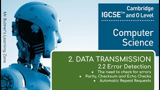 IGCSE Computer Science 202325  2c Data Transmission  Error Detection PARITY CHECKSUM ARQ [upl. by Oah]