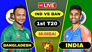 🔴 Live  India vs Bangladesh 1st T20 Match Today 2024  Ind vs Ban 1st T20 Watch Score Commentary [upl. by Nitsew]