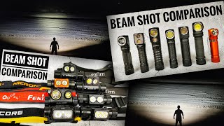 Headlamp Beam Shot Comparison Nitecore Fenix Sofirn Wurkkos Convoy Armytek Mateminco Nicron [upl. by Hayalat]