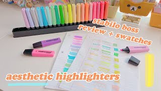 🖊💜 Stabilo boss highlighters review  swatches  full set 23 colors stabiloboss stationery [upl. by Ertemed7]