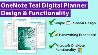 OneNote Teal Digital Planner Design amp Functionality [upl. by Annatsirhc]