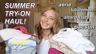 SUMMER TRYON HAUL lululemon aerie pacsun  more [upl. by Aiyekal143]