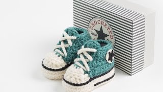 Crochet Converse Booties 03 months Part 2 [upl. by Battista44]