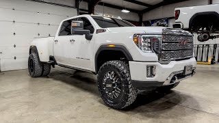 2022 GMC 3500HD dually with 4quot Cognito 22quot DDC wheels and 37quot Toyo MT [upl. by Nnayllehs]