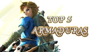 The Legend Of Zelda Breath Of The Wild  TOP 5 Armaduras [upl. by Schnell]