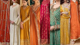 Wedding ubtan Mehndi Trendy Fashion long Kurtis with side silte with angrakha styles [upl. by Nafis]