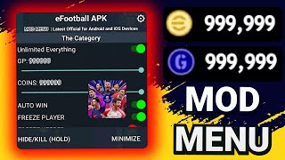 eFootball PES 2024 MOD MENU APK v92004  Unlimited Coins amp GP VIP Features Free Shopping  More [upl. by Kezer]