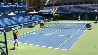 2011 LA Open Fernando Gonzalez and Robby Ginepri groundstrokes practice [upl. by Malka]