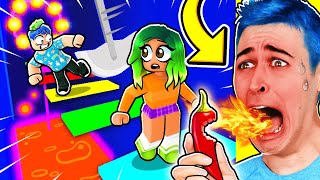 LOSER Of This HARDEST ROBLOX OBBY Eats A HOT PEPPER 🔥 Ghost Pepper Challenge With My Girlfriend [upl. by Airitac]