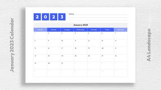 January 2023 Calendar Printable Template Free Download [upl. by Ettelrahc232]