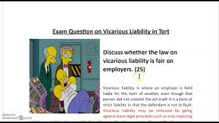 Exam Question on Vicarious Liability in Tort [upl. by Theall]