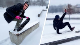 I Tried To Snowskate My Local Skatepark [upl. by Skier]