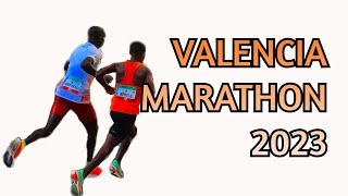 VALENCIA MARATHON 2023  Bekele Cheptegei Lemma  Race footage [upl. by Bamby855]