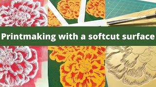 Printmaking with a softcut block  Ep 4 Relief print surface series [upl. by Oderfliw122]