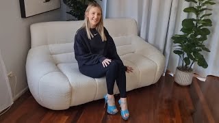 Catie Unboxes Turquoise 6 Inch High Heel Platform Shoes With Rhinestone Ankle Necklace [upl. by Lederer]