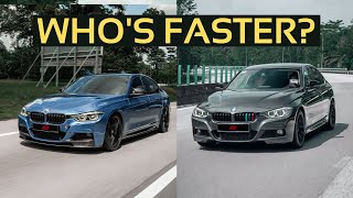 FULLY MODIFIED BMW 320d vs STOCK 328i CRAZY DRIVE [upl. by Akinar694]