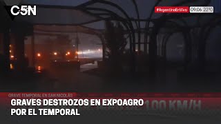 GRAVES DESTROZOS en EXPOAGRO por el TEMPORAL [upl. by Boswell]