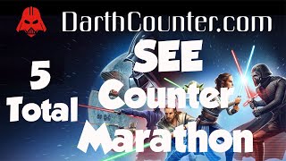 SEE Counter Marathon  5 5v5 SWGOH GAC Counters using JMK LV Rey SEE SLKR [upl. by Moya542]