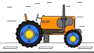 Drawing an Animated Orange Tractor with Crayons and Markers [upl. by Veljkov]