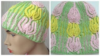 Brioche knitting Tulips hat knitting patterns [upl. by Roos]