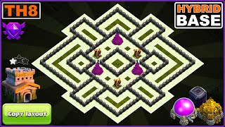 NEW TH8 Base Link  BEST Town Hall 8 TrophyWarHybridFarming Base  Clash Of Clans [upl. by Annairt]